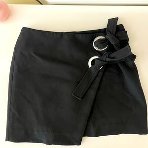 Black mini wrap skirt with silver buckles and ties!